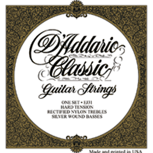 D'Addario EJ31 Classic Folk Nylon Guitar Strings - Hard Tension - 3 Sets