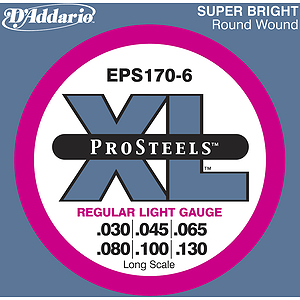 D'Addario EPS170-6  Pro Steel 6-String Bass Guitar Strings - Regular Light Gauge