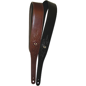 LM ESUNZEYE Eyeland Latigo Guitar Strap - BLACK, Leather Pad With Eye