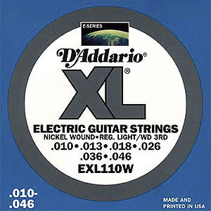 D'Addario XL Electric Guitar Strings - Light w/ wound 3rd string, Environmental Packaging - Box of 10 sets