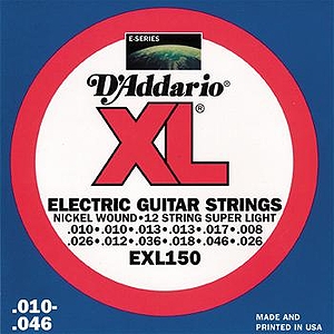 D'Addario EXL150 Electric 12-string Guitar Strings - Nickel Round Wound, Super Light, 3 Sets