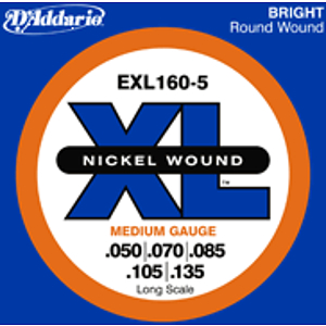 D'Addario EXL1605 Nickel Round Wound Electric 5-String Bass Strings - Medium Gauge