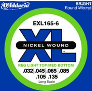D'Addario EXL1656 Nickel Round Wound Electric 6-String Bass Strings - Regular Light Top/Medium Bottom