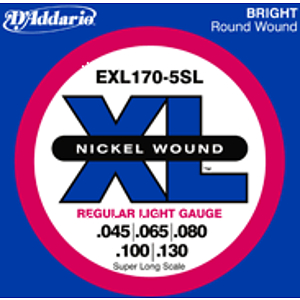 D'Addario EXL170-5SL Nickel Round Wound Electric 5-String Bass Strings - Regular Light Gauge