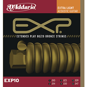 D'Addario EXP10 Bronze Acoustic Guitar Strings - Extra Light - 3 Sets