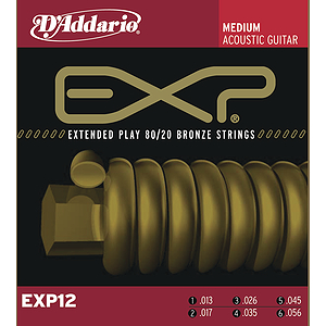 D'Addario EXP12 Bronze Acoustic Guitar Strings - Medium - 3 Sets