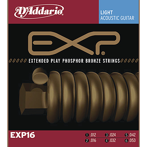 D'Addario EXP16 Acoustic Guitar Strings - Coated Phosphor Bronze, Light, 3 Sets