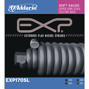 D'Addario EXP170SL Bass Strings - Coated Nickel Round Wound, Soft Super Long, 1 set