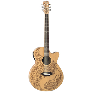 Luna Henna Paradise S Acoustic Electric Guitar - Natural Henna Design