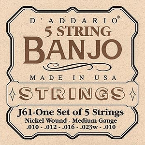 D'Addario J61 5-string Banjo Strings - Medium, 3 Sets