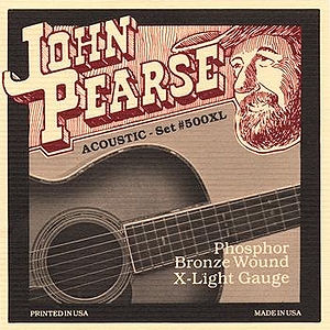 John Pearse Phosphor Bronze Acoustic Guitar Strings - Extra Light, 3 Sets