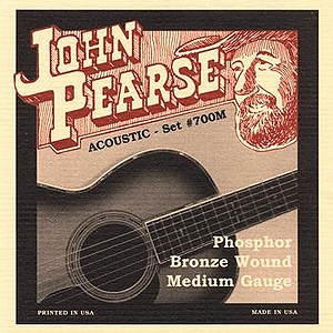 John Pearse Phosphor Bronze Acoustic Guitar Strings - Medium, 3 Sets