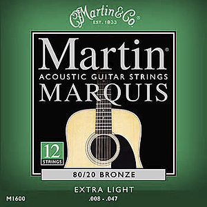 Martin Marquis 12-String 80/20 Bronze Extra Light Acoustic Strings - 3 sets of strings