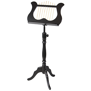 Stageline European Crafted Music Stand - Black, Wood Post, Lyre-style Desk