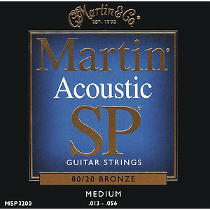 Martin SP 3200 Acoustic Guitar Strings - 80/20 Bronze Wound, Medium, 3 Sets