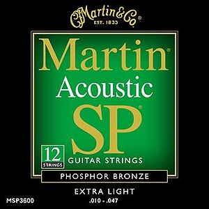 Martin SP 3600 12-string Acoustic Guitar Strings - 80/20 Bronze Wound, Extra Light, 3 Sets