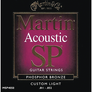 Martin SP 4050 Acoustic Guitar Strings - Phosphor Bronze, Custom Light, 3 Sets