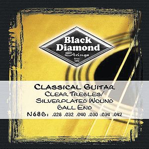Black Diamond N68B Classical Nylon Guitar Strings - Ball end, 3 Sets