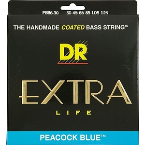 DR Strings Peacock Blue Extra-life Coated 6 String Bass Strings 30-125
