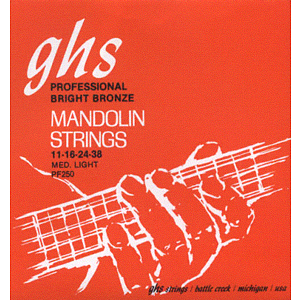 GHS PF250 Bright Bronze Mandolin Strings - Medium Light Gauge - 3 Sets