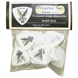 Clayton Acetal Round Triangle Picks, bag of 72 - .80mm-Yellow