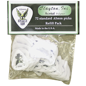 Clayton Acetal Standard Picks, bag of 72 - .63mm-Green