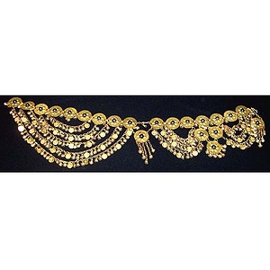Belt, Brass, Black Beads, 36"