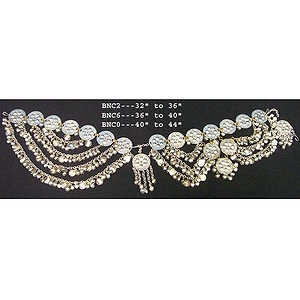Belt, Nickeled Brass, Coins & Bells 40"