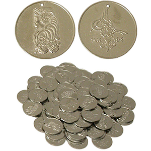 Nickled Brass Coins, Large, 35mm, 100 Ct