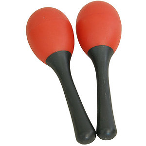 Egg Shakers W/ Handle, Plastic Pair Red