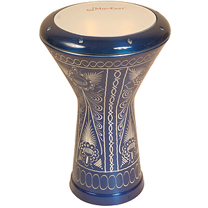Aluminum Doumbek, Traditional Motif Blue