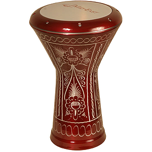 Aluminum Doumbek, Traditional Motif Red