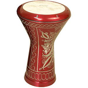 Aluminum Doumbek, Motif Red, Fiberskyn