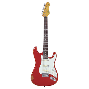 Vintage Guitars Icon V6 Electric Guitar - Distressed Firenze Red