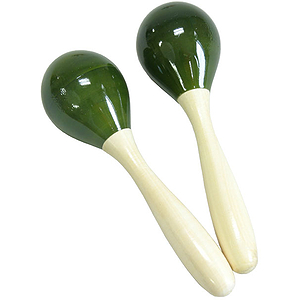 Egg Shaker W/ Handle,Wooden Pair, Green