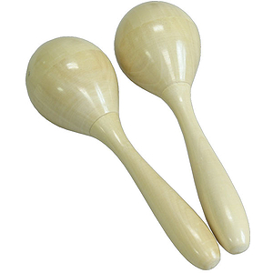 Egg Shaker W/ Handle, Wooden Pair, Nat.