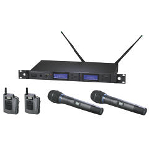 Audio-Technica 5000 Series AEW-5413D Dual Wireless System with Pairs of Body-pack and Handheld Transmitters - D-band Frequencies