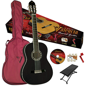 Valencia VG-CG1KB Student Classical Guitar Outfit - Black