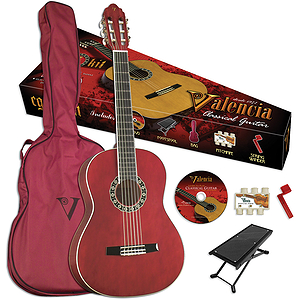 Valencia VG-CG1KR Student Classical Guitar Outfit - Red