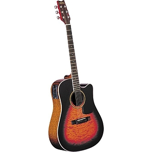 Washburn D10CEQSB Acoustic-Electric Guitar w/case - Quilted Sunburst
