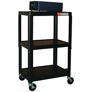 Buhl Steel Cart, Adjustable 26" to 42" with Electric Outlets and Surge Protector