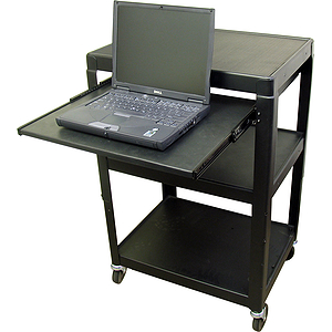 Buhl Steel Cart, Adjustable 26" to 42" with Pull Ot Lap Top Shelve and Electric