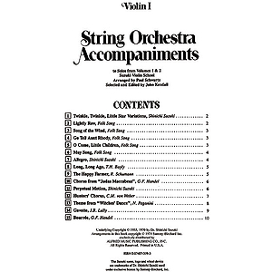 String Orchestra Accompaniments To Solos From Volumes 1 & 2 Violin 1